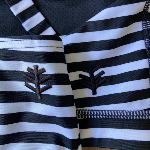 Coolibar Bikini Women Sz L Black White Stripped Sun Protective UPF 50+ - Picture 8 of 15